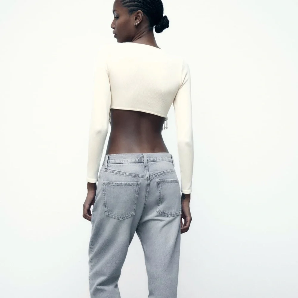 Zara limited edition pearl jewel crop top